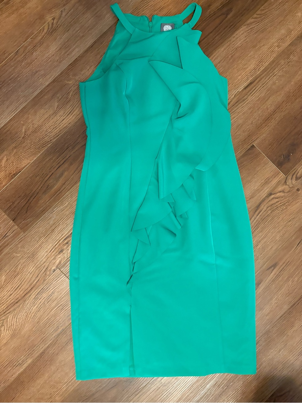 Vince Camuto Ruffle-Front Halter Sheath Dress - Picture 3 of 5